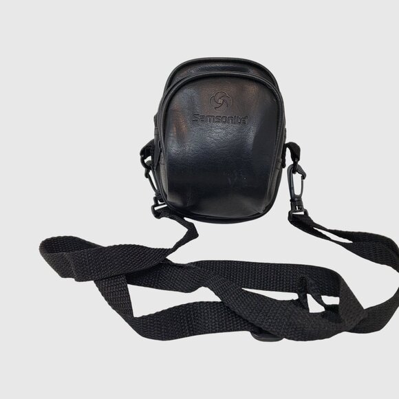 Vintage Samsonite Mini Camera Bag Crossbody Travel Pouch Black Vinyl 00s - Picture 1 of 10
